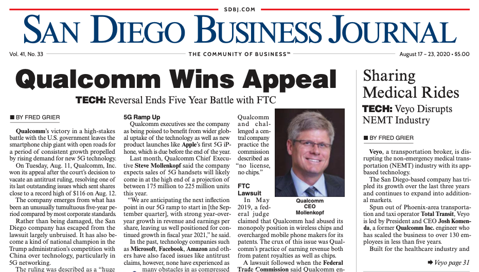 San Diego Business Journal - Veyo Disrupts Medical Rides
