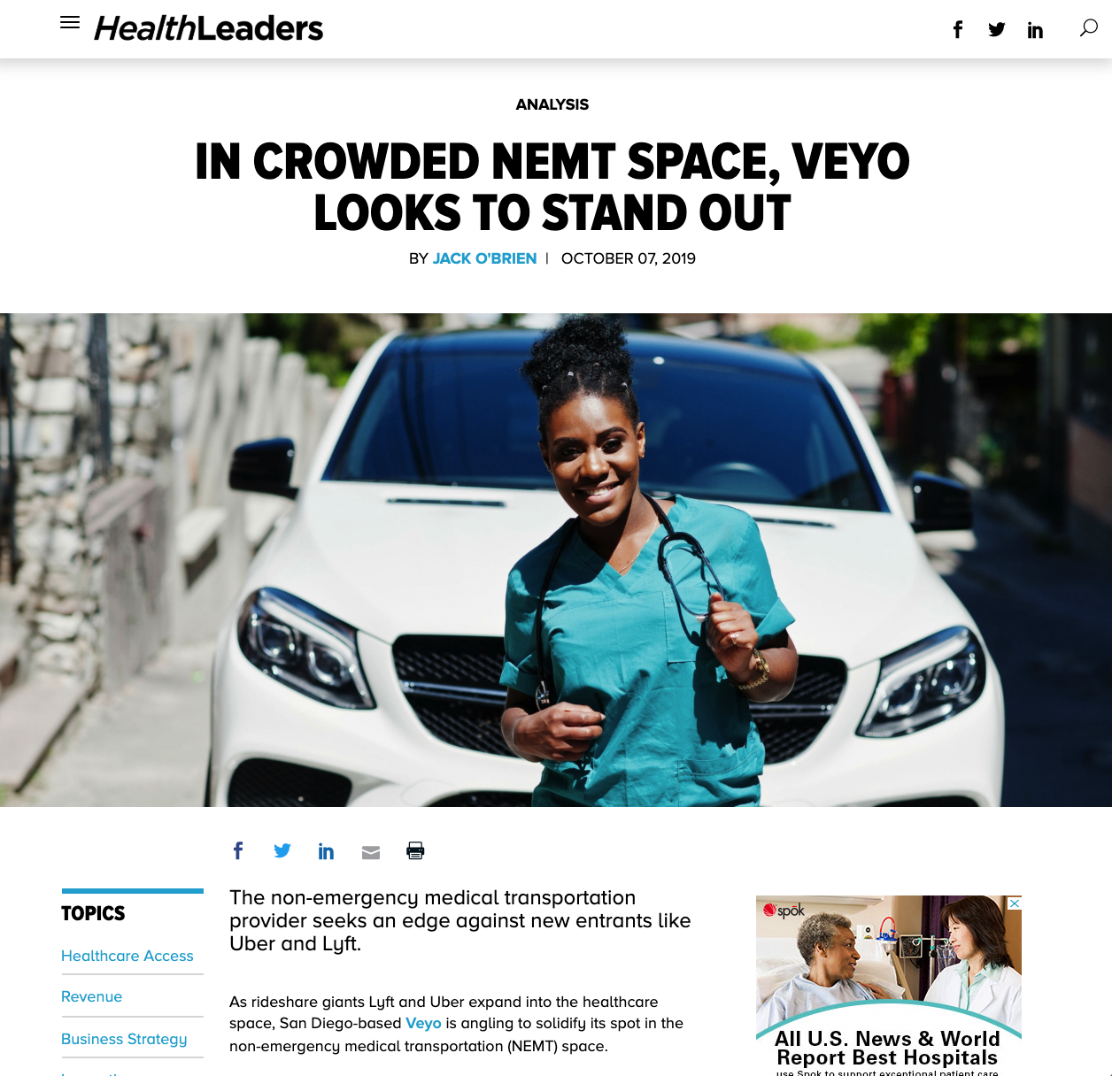 Veyo in HealthLeaders NEMT